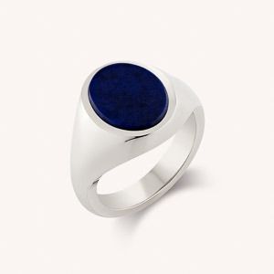 Sterling Silver Stone Set Oval Signet Ring